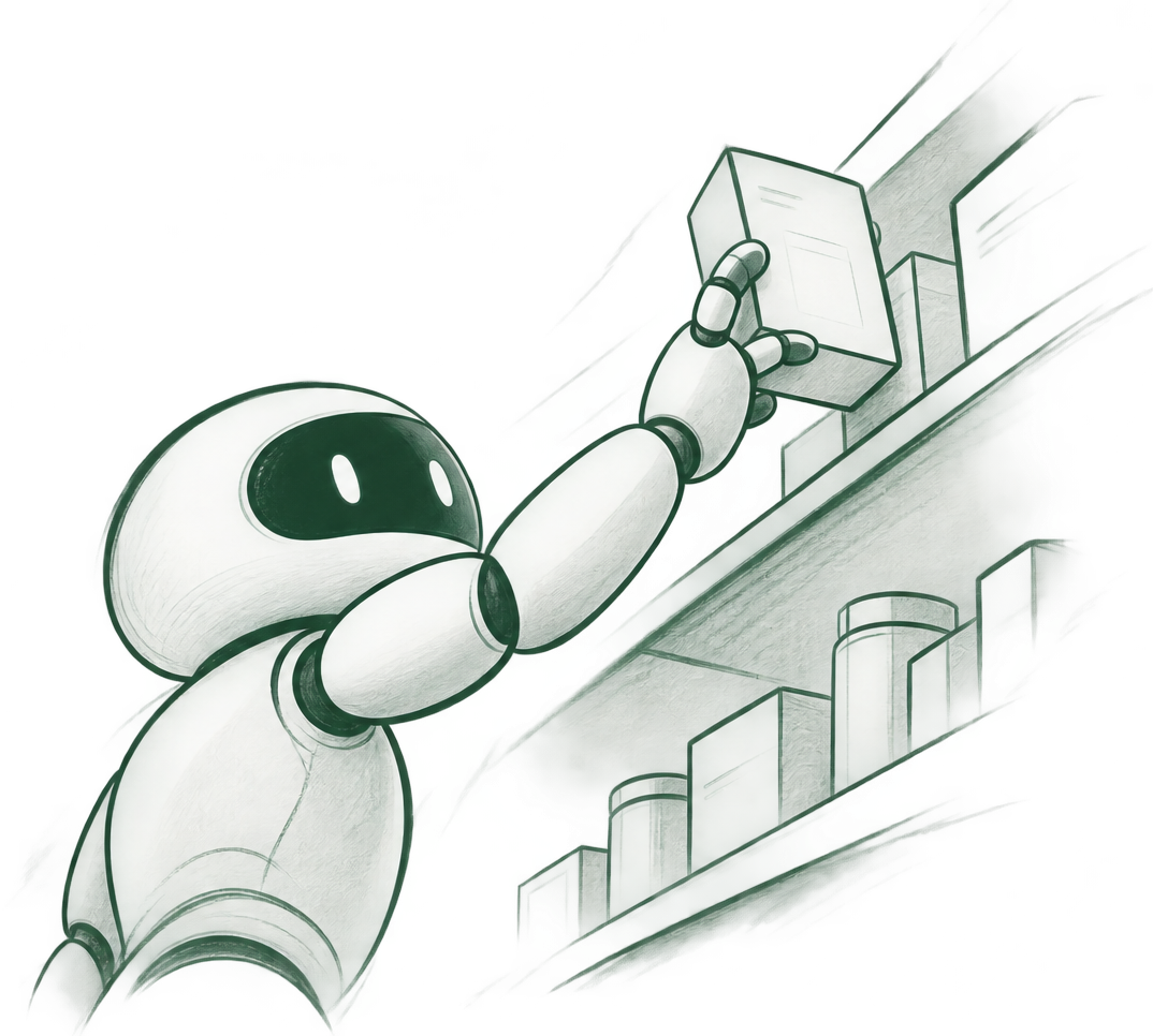 A small robot reaching up to a shelf to make a payment
